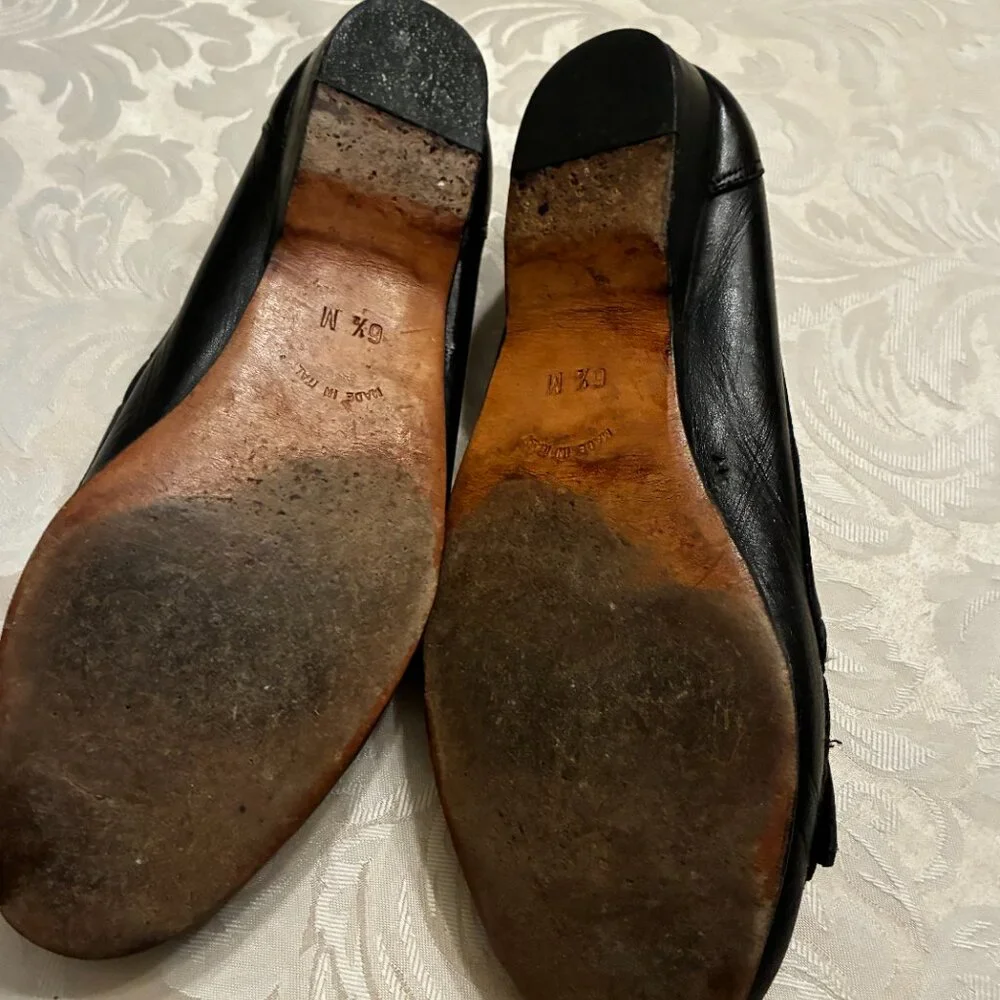 Bally Black Leather Tassel Loafers - 6.5M